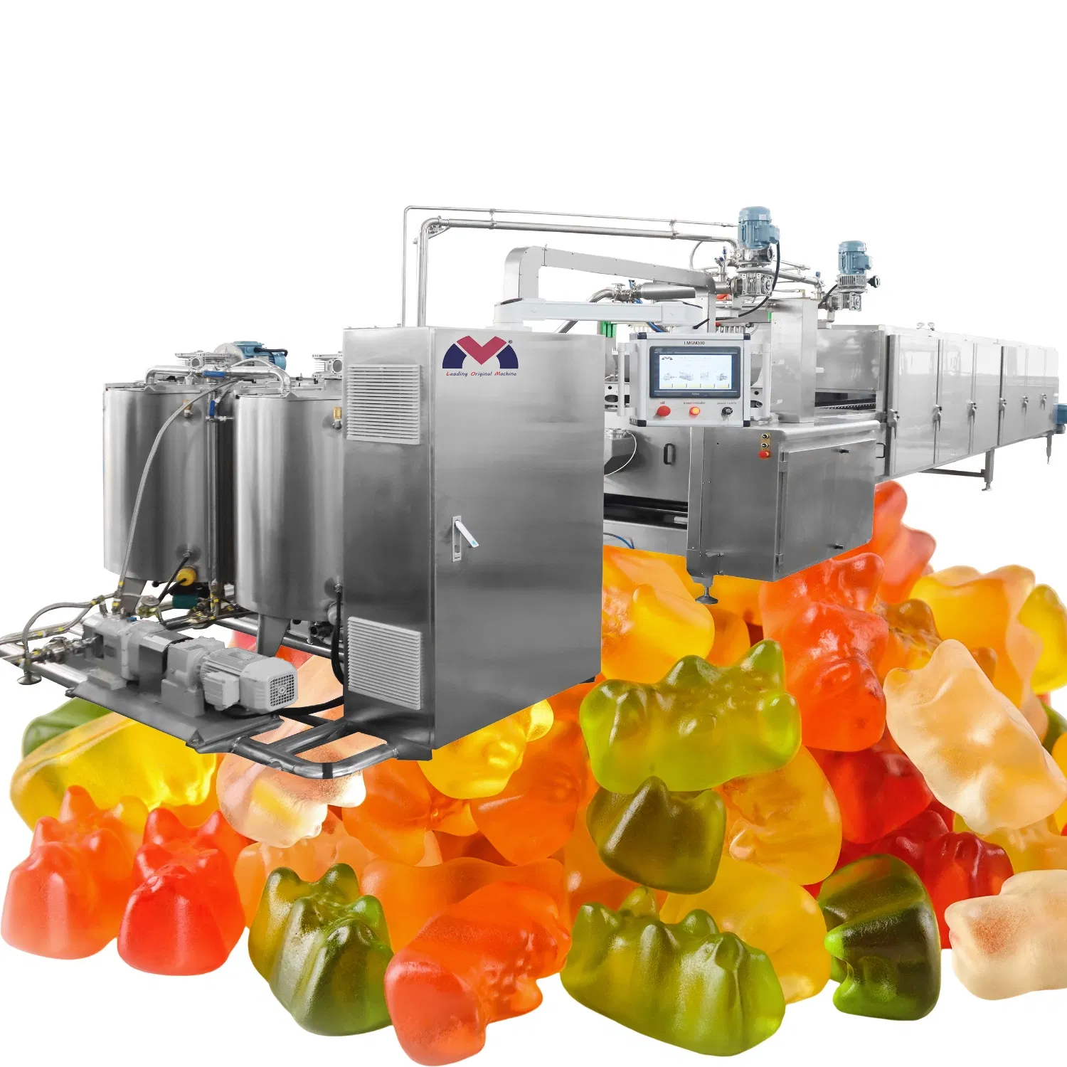 15000PCS/H 150kg Per Hour Jelly Vitamin 2 Colour Layer Cooling Center Filling Gummy Bear Candy Making Machine