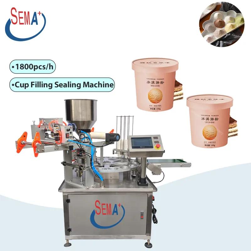 Automatic Rotating Tea Instant Noodles Jelly Plastic Cup Filling and Sealing Machine