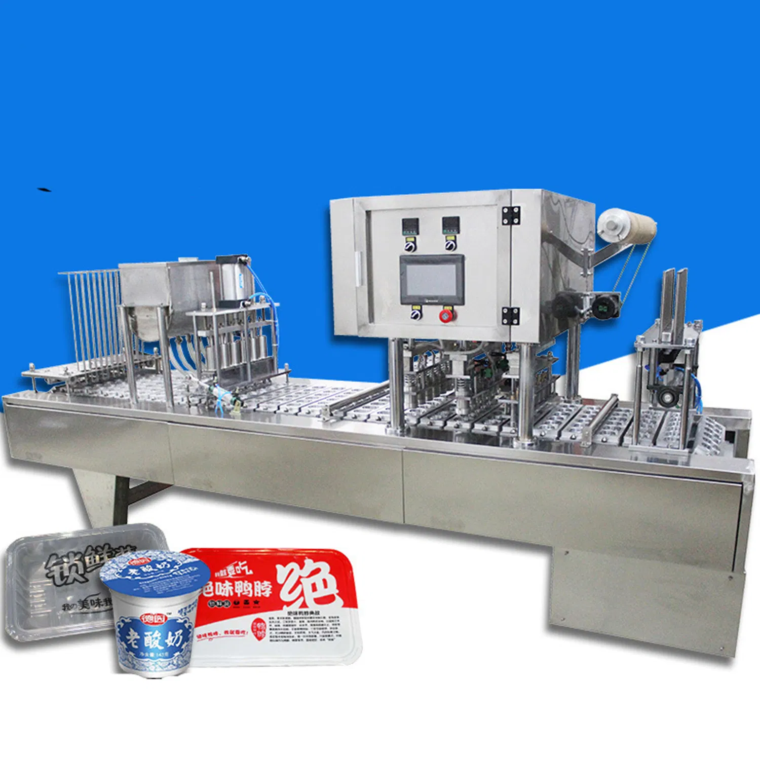 Automatic Small Plastic Tray Jelly Dipping Sauce Hummus Yogurt Cup Filling and Sealing Machine