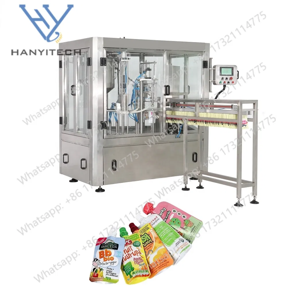 Automatic Stand up Pouch Plastic Bag Juice Jelly Oil Liquid Packing Filling Capping Machine